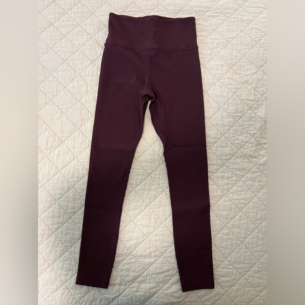 Athleta Elation Rib Tight Leggings, Maroon